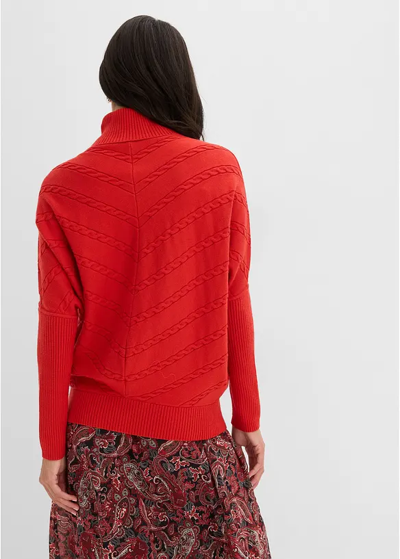 Rollkragenpullover in rot von hinten (im Anschnitt) - bonprix