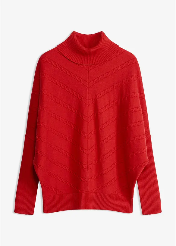 Rollkragenpullover in rot von vorne - bonprix