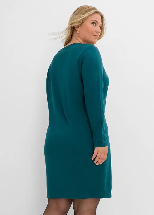 Jerseykleid aus Baumwolle mit Stretch (2er Pack) in blau von hinten (Totalaufnahme) - bonprix Jerseykleid aus Baumwolle mit Stretch (2er Pack) in blau von hinten (Totalaufnahme) - bonprix