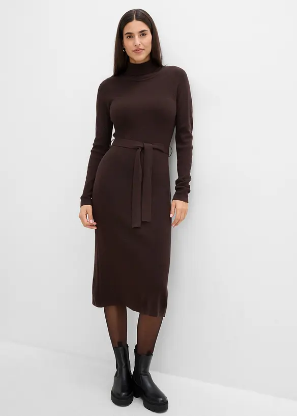 Strickkleid in braun von vorne (Totalaufnahme) - bonprix Strickkleid in braun von vorne (Totalaufnahme) - bonprix