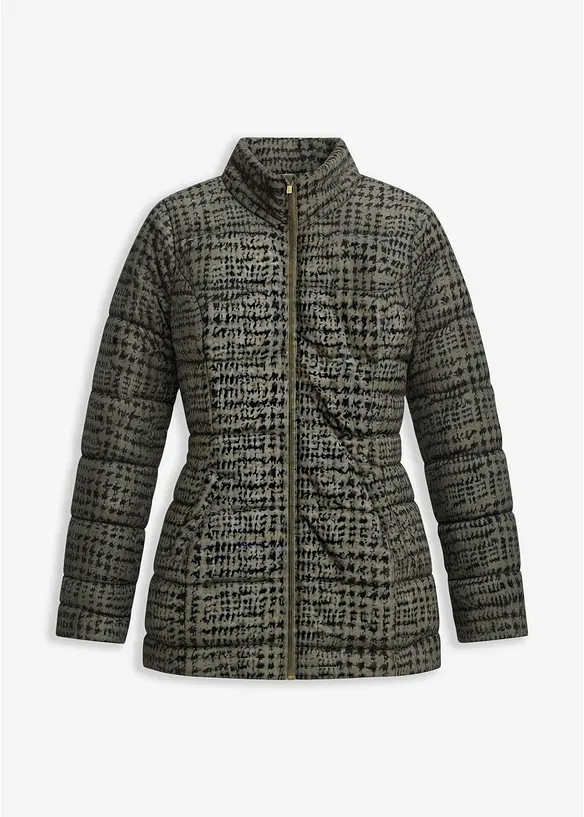Long-Steppjacke in grün von vorne - bonprix