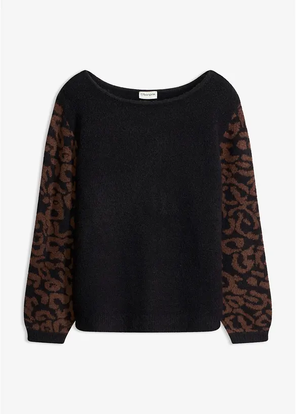 Pullover aus Strukturstrick in schwarz von vorne - bonprix