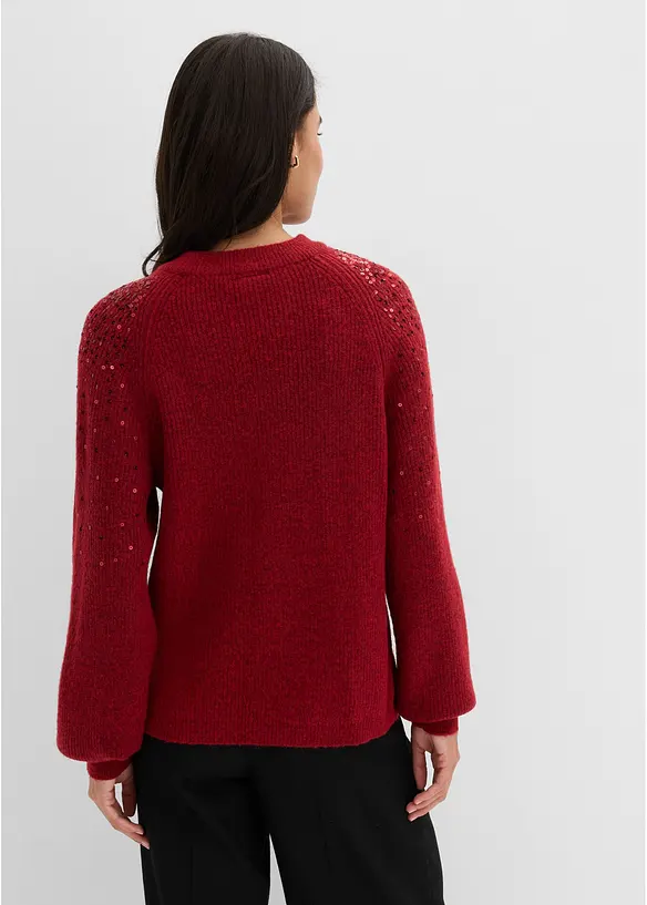 Pullover mit Pailletten in rot von hinten (im Anschnitt) - bonprix