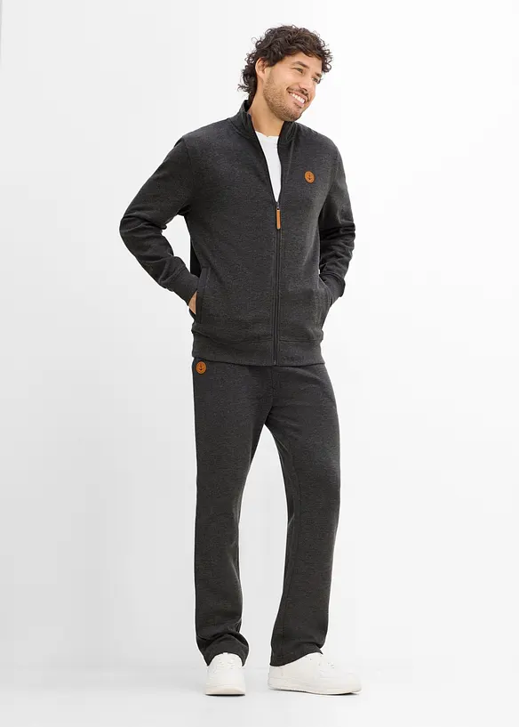 Jogginganzug aus reiner Bio-Baumwolle (2-tlg.Set) in grau von vorne (Totalaufnahme) - bonprix