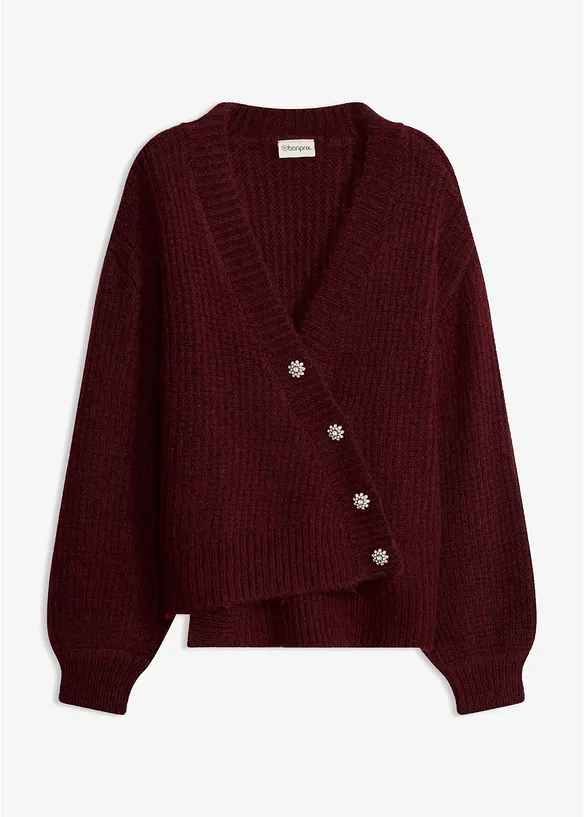 Grobstrickjacke aus weichem Wollmix in rot von vorne - bonprix