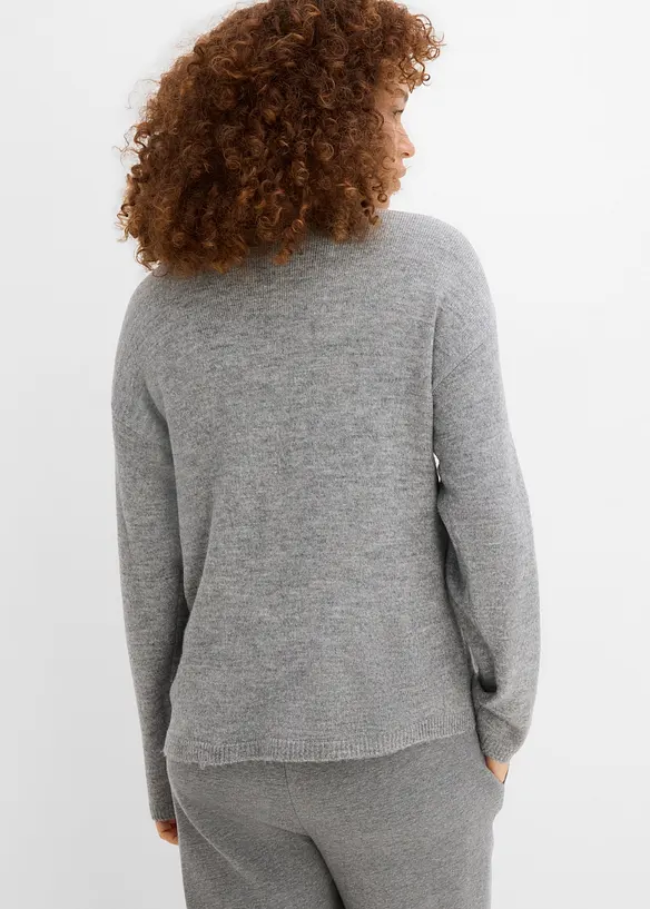 Feinstrickjacke in grau von hinten (im Anschnitt) - bonprix