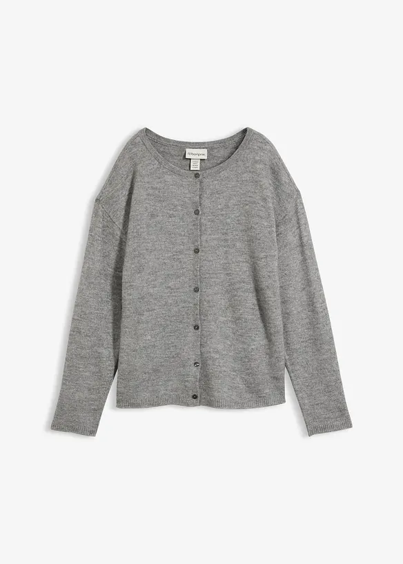 Feinstrickjacke in grau von vorne - bonprix