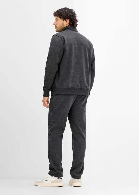 Thermo-Jogginganzug mit flauschigem Teddyfleece in grau von hinten (Totalaufnahme) - bonprix