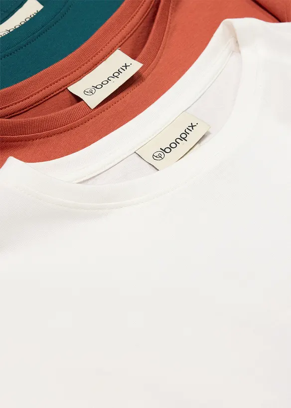 Langarmshirt mit Bio-Baumwolle (3er Pack) in braun - bonprix
