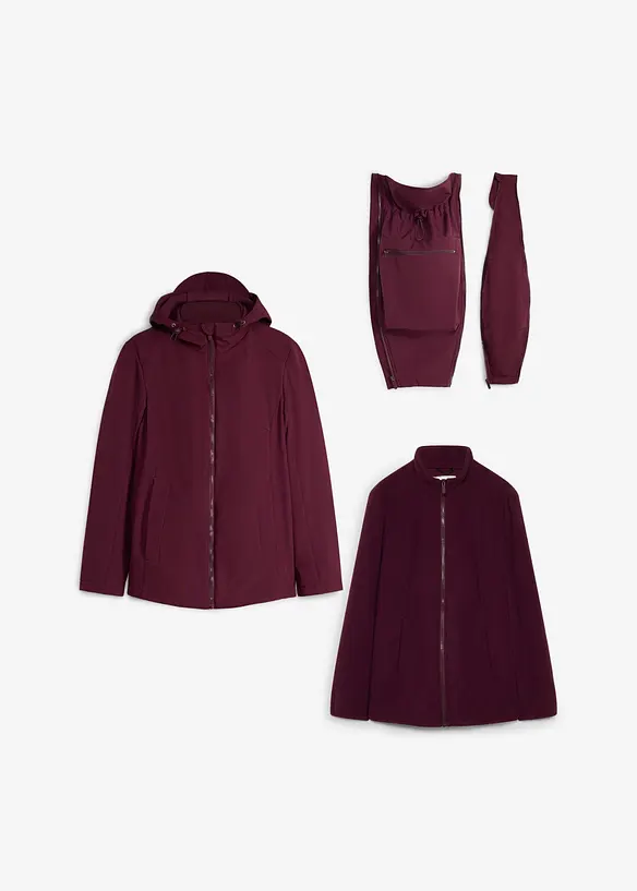 6-in-1 Umstands-Tragejacke mit herausnehmbarer Fleecejacke in rot von vorne - bonprix