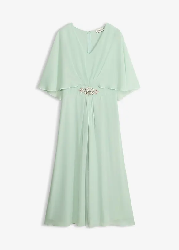 Chiffonkleid mit Strassstein-Applikation in grün von vorne - bonprix Chiffonkleid mit Strassstein-Applikation in grün von vorne - bonprix
