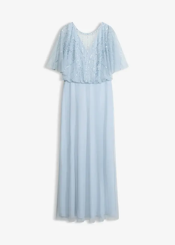 Maxikleid aus feinem Tüll mit Paillettenstickerei in blau von vorne - bonprix Maxikleid aus feinem Tüll mit Paillettenstickerei in blau von vorne - bonprix