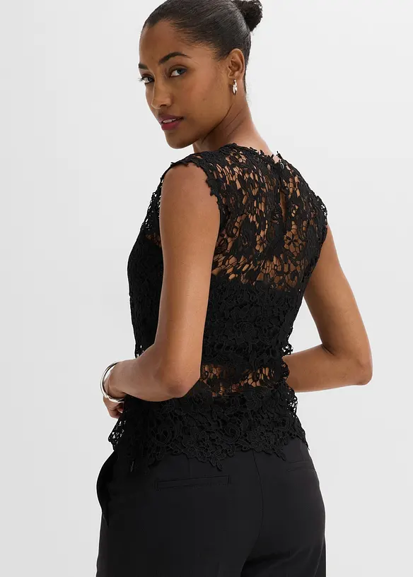 Top aus Spitze in schwarz von hinten (im Anschnitt) - bonprix Top aus Spitze in schwarz von hinten (im Anschnitt) - bonprix