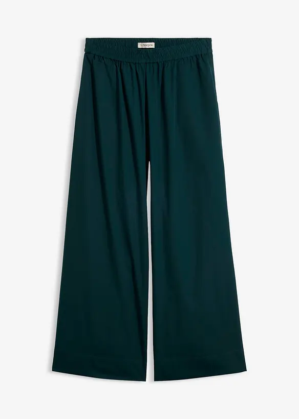 Weite Culotte aus reiner Baumwolle in grün von vorne - bonprix