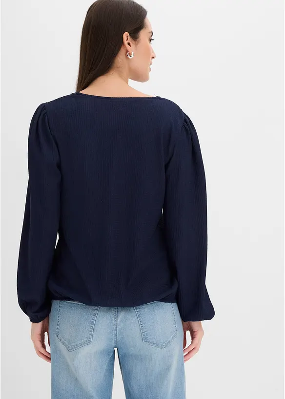 Langarmshirt mit Spitze in blau von hinten (im Anschnitt) - bonprix