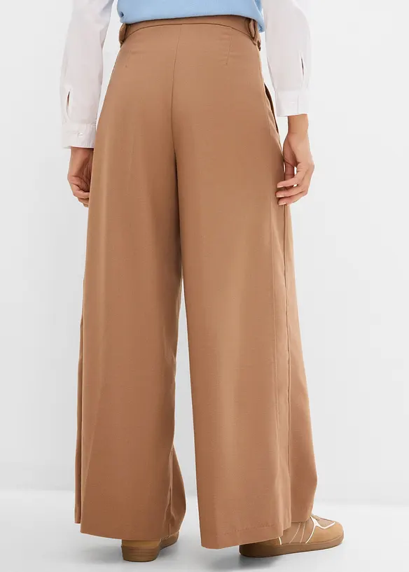 Hose mit Seitenschnallen aus Viskose-Mix in braun von hinten - bonprix