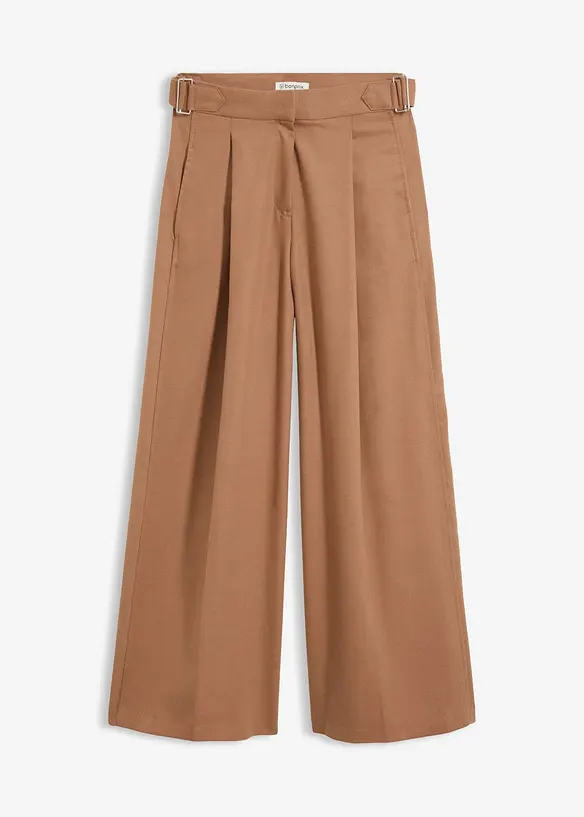 Hose mit Seitenschnallen aus Viskose-Mix in braun von vorne - bonprix