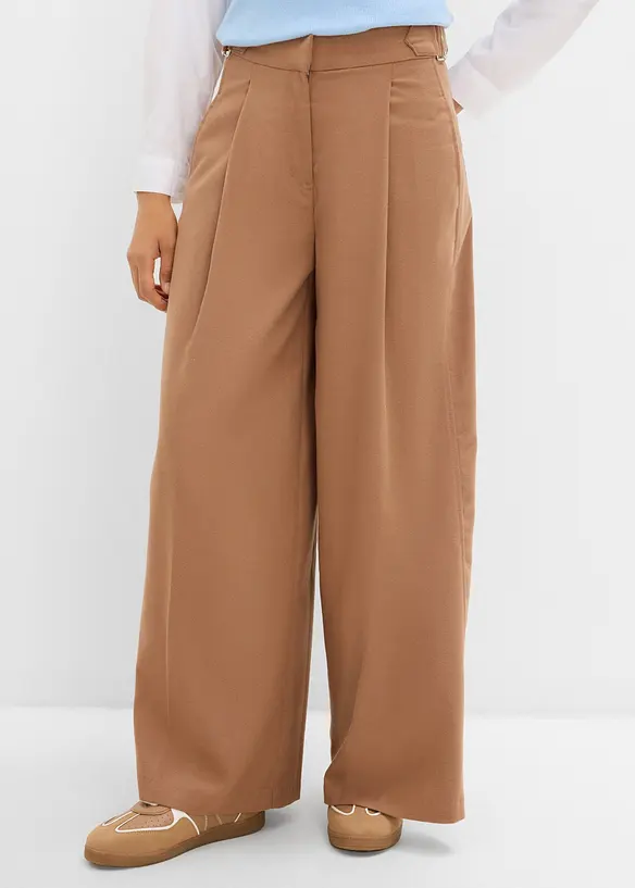 Hose mit Seitenschnallen aus Viskose-Mix in braun von vorne - bonprix