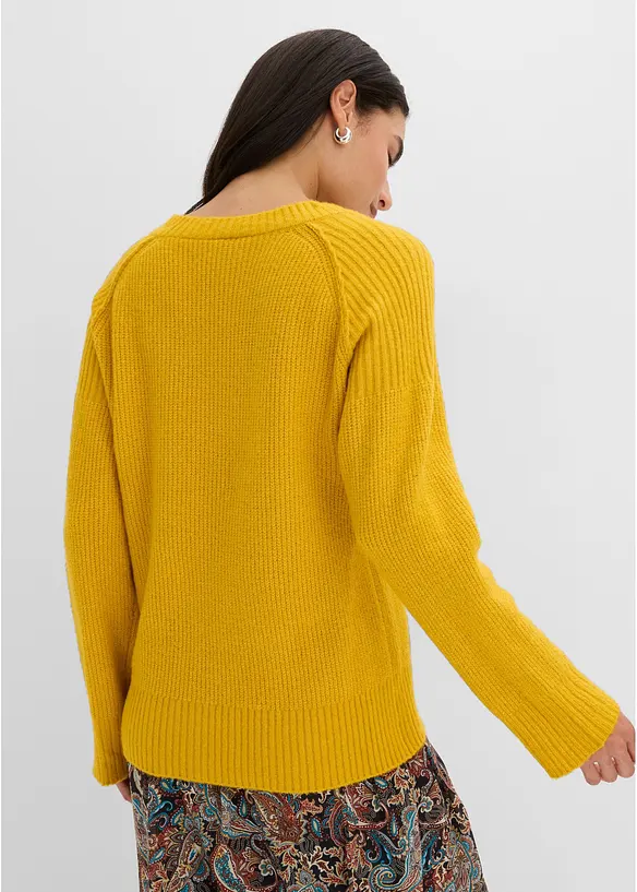 Pullover mit V-Ausschnitt in gelb von hinten (im Anschnitt) - bonprix Pullover mit V-Ausschnitt in gelb von hinten (im Anschnitt) - bonprix