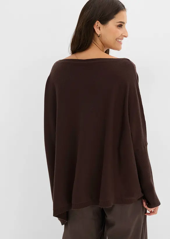 Feinstrickpullover aus feinem Viskose-Mix in braun von hinten (im Anschnitt) - bonprix
