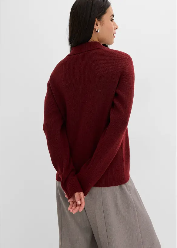 Polo-Pullover mit Wollanteil in rot von hinten (im Anschnitt) - bonprix Polo-Pullover mit Wollanteil in rot von hinten (im Anschnitt) - bonprix