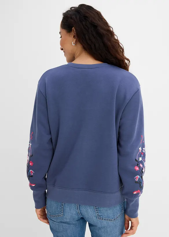 Sweatshirt aus Baumwoll-Mix in blau von hinten (im Anschnitt) - bonprix