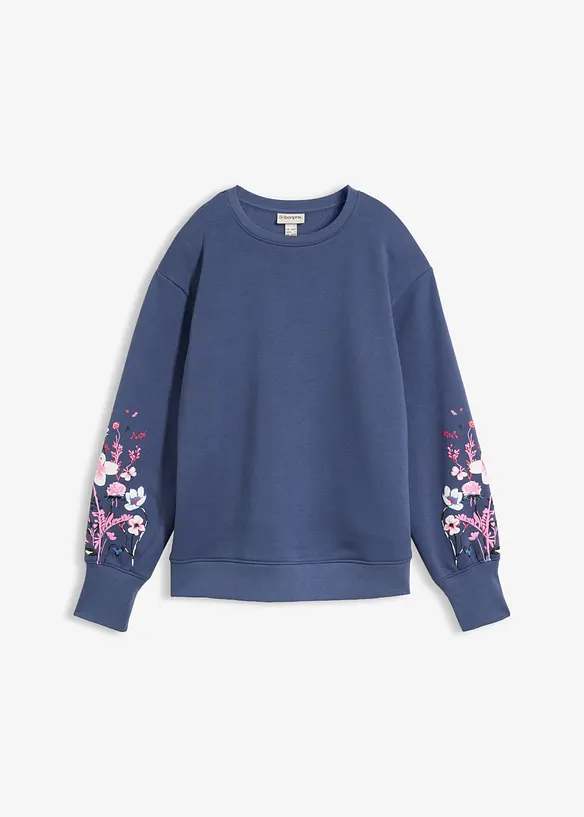 Sweatshirt aus Baumwoll-Mix in blau von vorne - bonprix