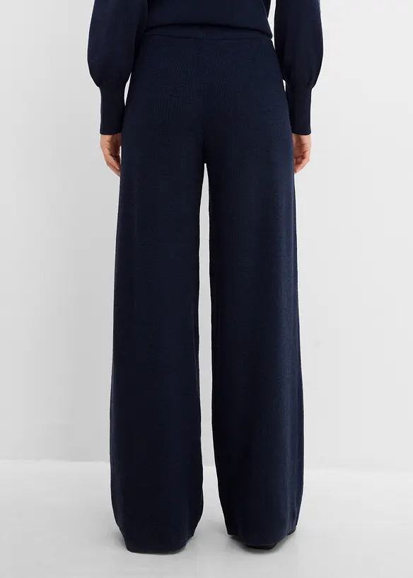 Feinstrickhose in blau von hinten - bonprix