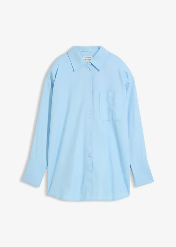 Oxford-Bluse aus Bio-Baumwolle in blau von vorne - bonprix Oxford-Bluse aus Bio-Baumwolle in blau von vorne - bonprix