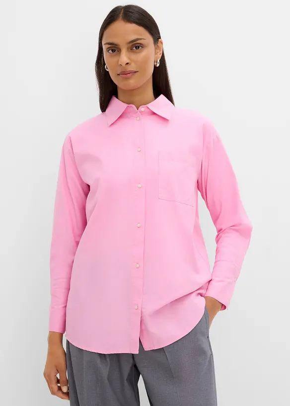 Oxford-Bluse aus Bio-Baumwolle in rosa von vorne (im Anschnitt) - bonprix Oxford-Bluse aus Bio-Baumwolle in rosa von vorne (im Anschnitt) - bonprix