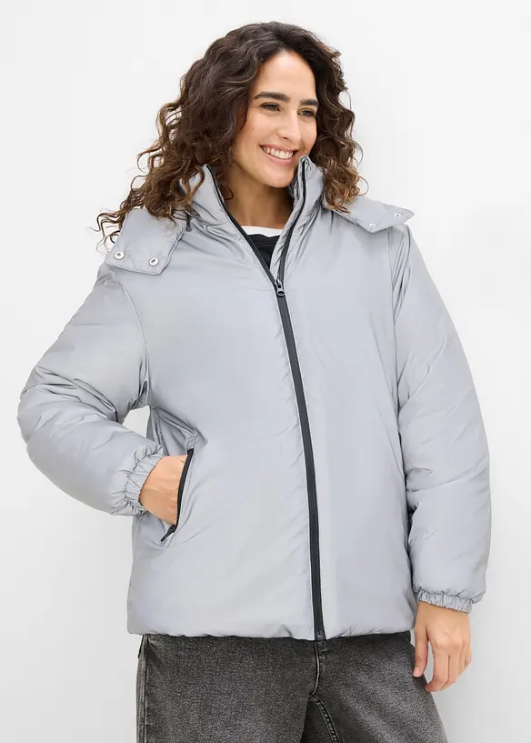 Reflektierende Funktions-Jacke in silber von vorne (im Anschnitt) - bonprix