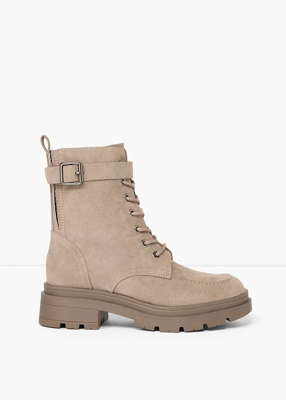 Schnürboots mit Schnalle in grau - bonprix