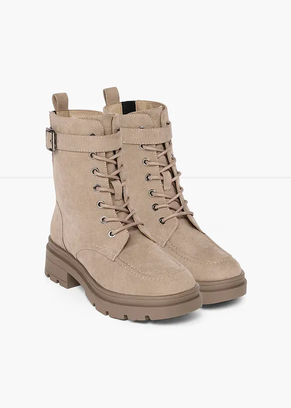 Schnürboots mit Schnalle in grau - bonprix