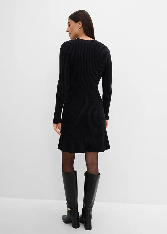 Mini-Strickkleid aus softem Viskose-Mix in schwarz von hinten (Totalaufnahme) - bonprix Mini-Strickkleid aus softem Viskose-Mix in schwarz von hinten (Totalaufnahme) - bonprix