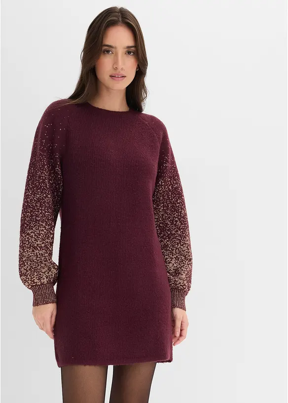 Strickkleid mit Glitzer-Effekt in rot von vorne (Totalaufnahme) - bonprix Strickkleid mit Glitzer-Effekt in rot von vorne (Totalaufnahme) - bonprix