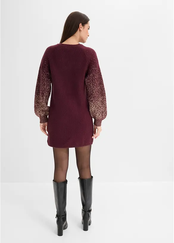 Strickkleid mit Glitzer-Effekt in rot von hinten (Totalaufnahme) - bonprix Strickkleid mit Glitzer-Effekt in rot von hinten (Totalaufnahme) - bonprix