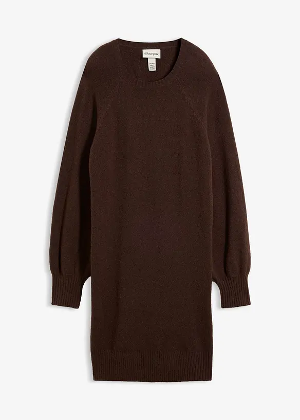Kurzes Strickkleid in braun von vorne - bonprix