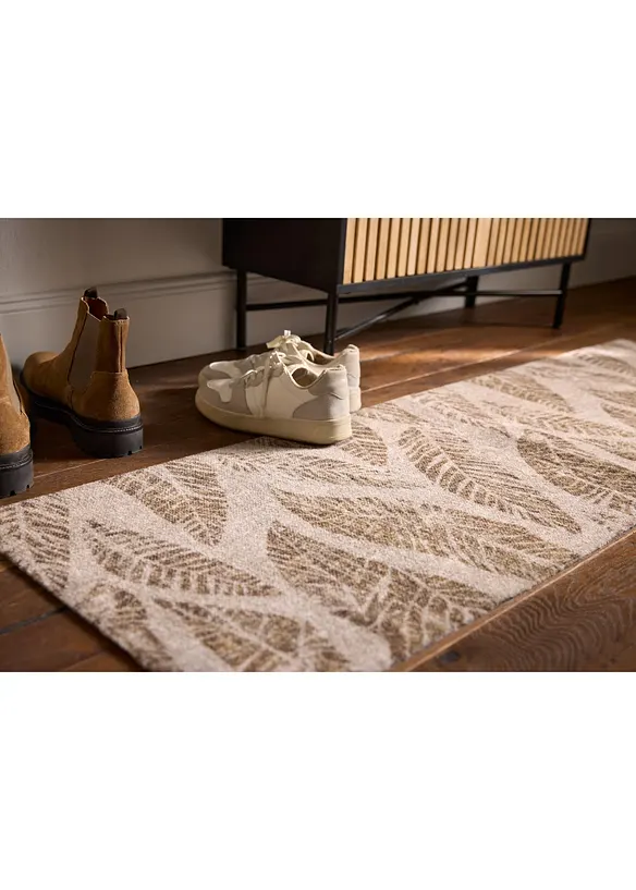 Waschbare Fußmatte mit Blättern in beige (Ambiente) - bonprix
