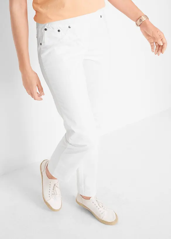 Twill-Treggings aus elastischem Baumwoll-Mix in weiß von vorne - bonprix