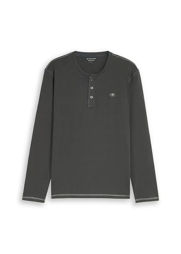 Tom Tailor Henleyshirt in grün von vorne - Tom Tailor