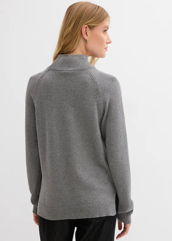 Rollkragenpullover aus reiner Baumwolle in grau von hinten (im Anschnitt) - bonprix Rollkragenpullover aus reiner Baumwolle in grau von hinten (im Anschnitt) - bonprix