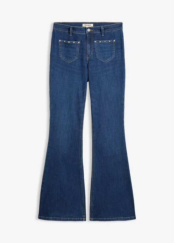 Bootcut-Jeans, Mid Waist in blau von vorne - bonprix