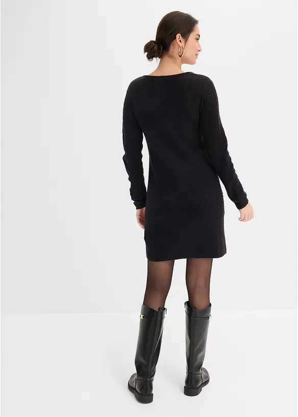 Strickkleid in schwarz von hinten (Totalaufnahme) - bonprix Strickkleid in schwarz von hinten (Totalaufnahme) - bonprix