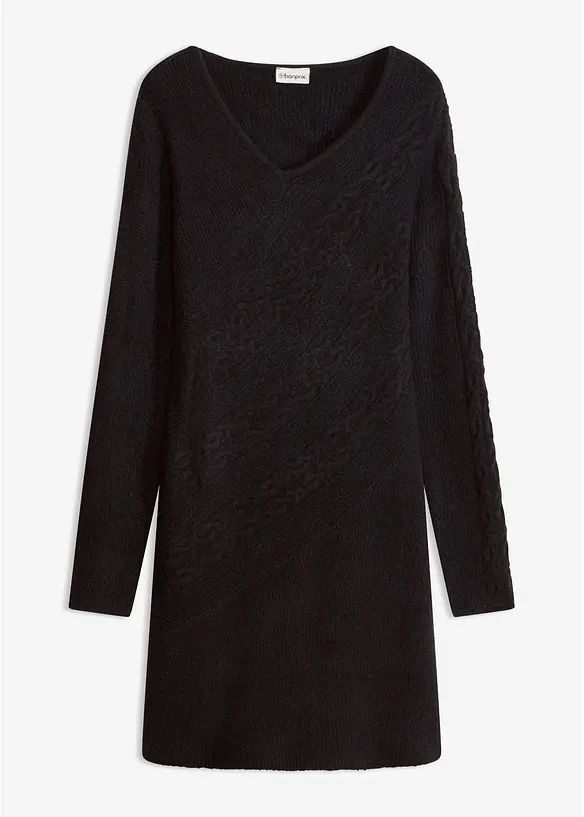 Strickkleid in schwarz von vorne - bonprix Strickkleid in schwarz von vorne - bonprix