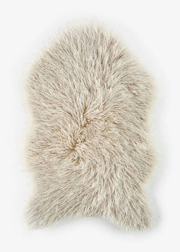 Waschbares Kunstfell mit hohem Flor in beige von vorne - bonprix