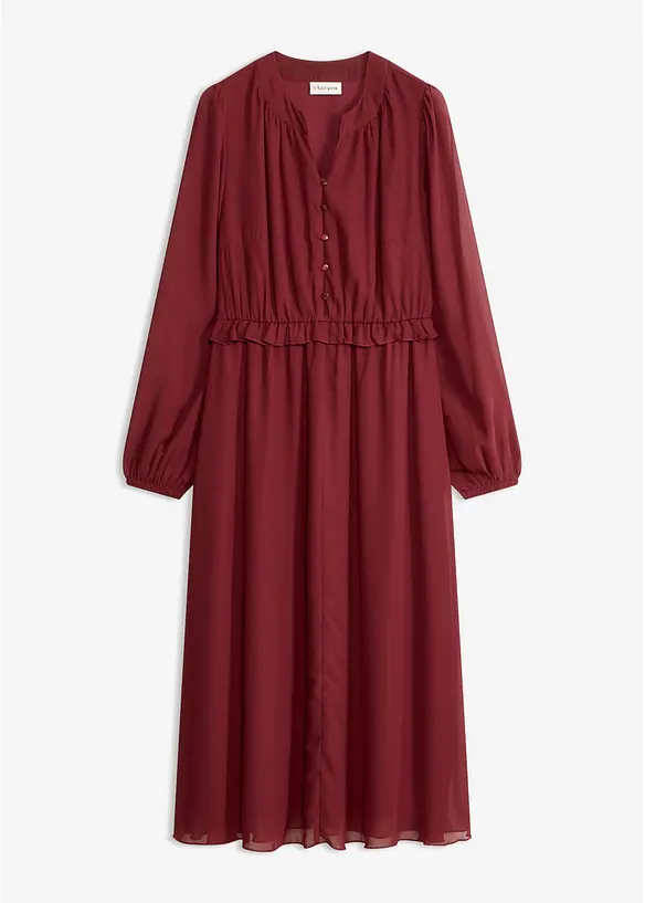 Chiffonkleid mit ausgestelltem Rock in rot von vorne - bonprix Chiffonkleid mit ausgestelltem Rock in rot von vorne - bonprix