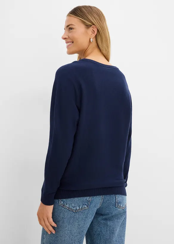 Pullover mit Fledermausärmeln in blau von hinten (im Anschnitt) - bonprix Pullover mit Fledermausärmeln in blau von hinten (im Anschnitt) - bonprix