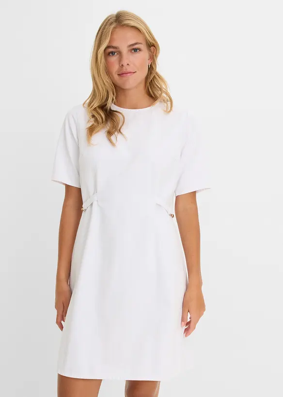 Jeanskleid aus Baumwolle mit Stretch in weiß von vorne (Totalaufnahme) - bonprix