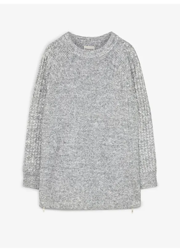 Warmer 2-in-1 Umstands- und Stillpullover in grau von vorne - bonprix