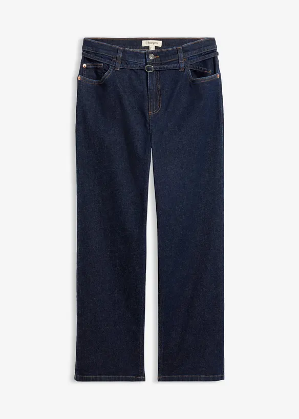 Straight-Jeans High Waist, cropped in blau von vorne - bonprix